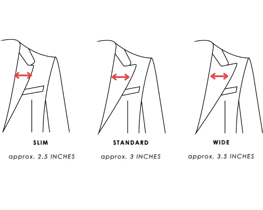 suit lapel widths and lapel sizes chart